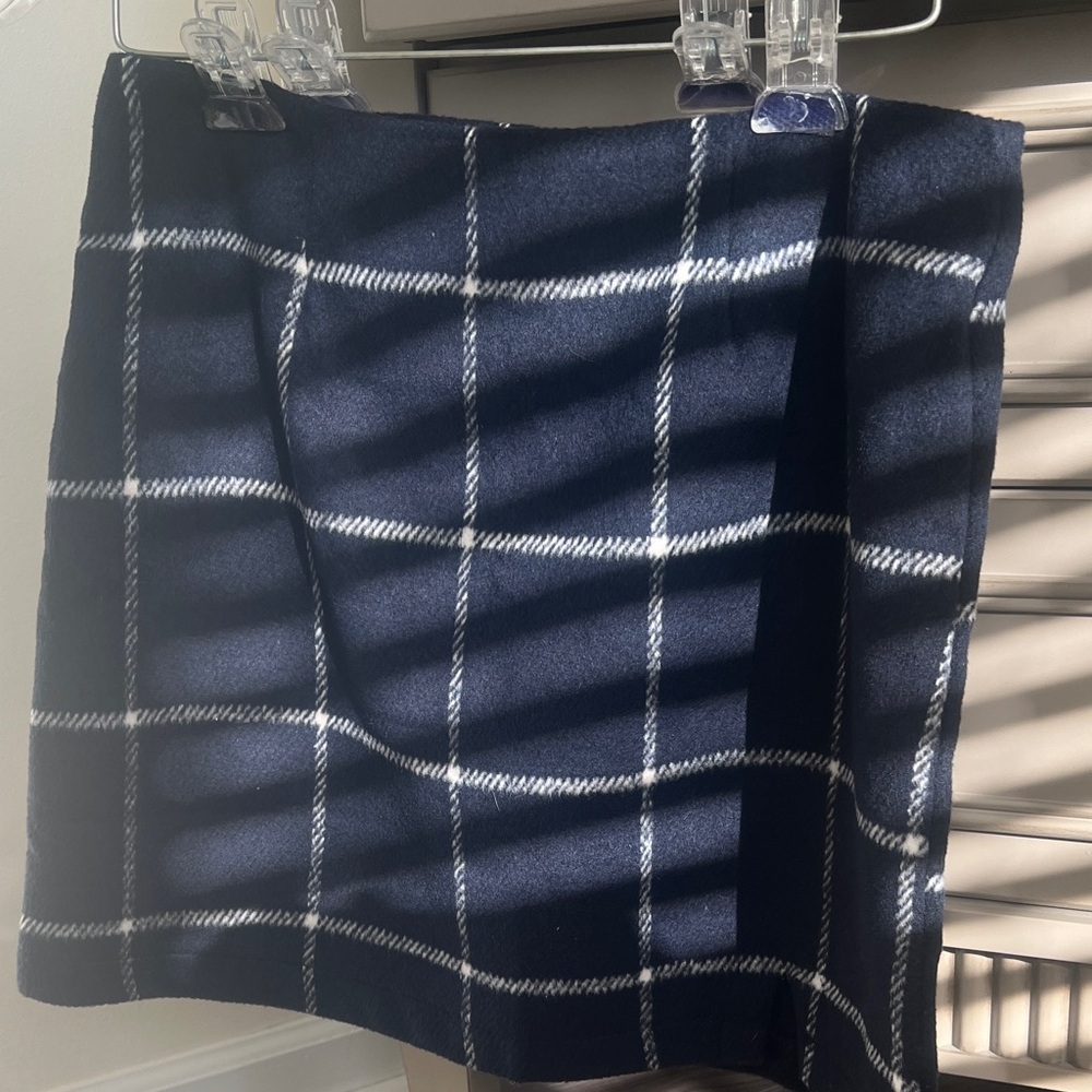 Lulu's Dark Blue and White Checkered Mini Skirt